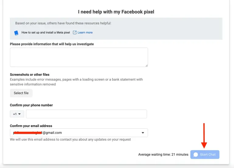 Facebook Support Chat Button